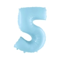 Palloncino Mylar Numero 5 Celeste Pastello 40" (101cm) 1pz