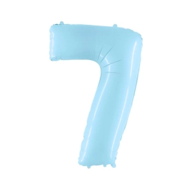 Mylar Numero 7 Celeste Pastello Mega 40" - 101cm 1pz