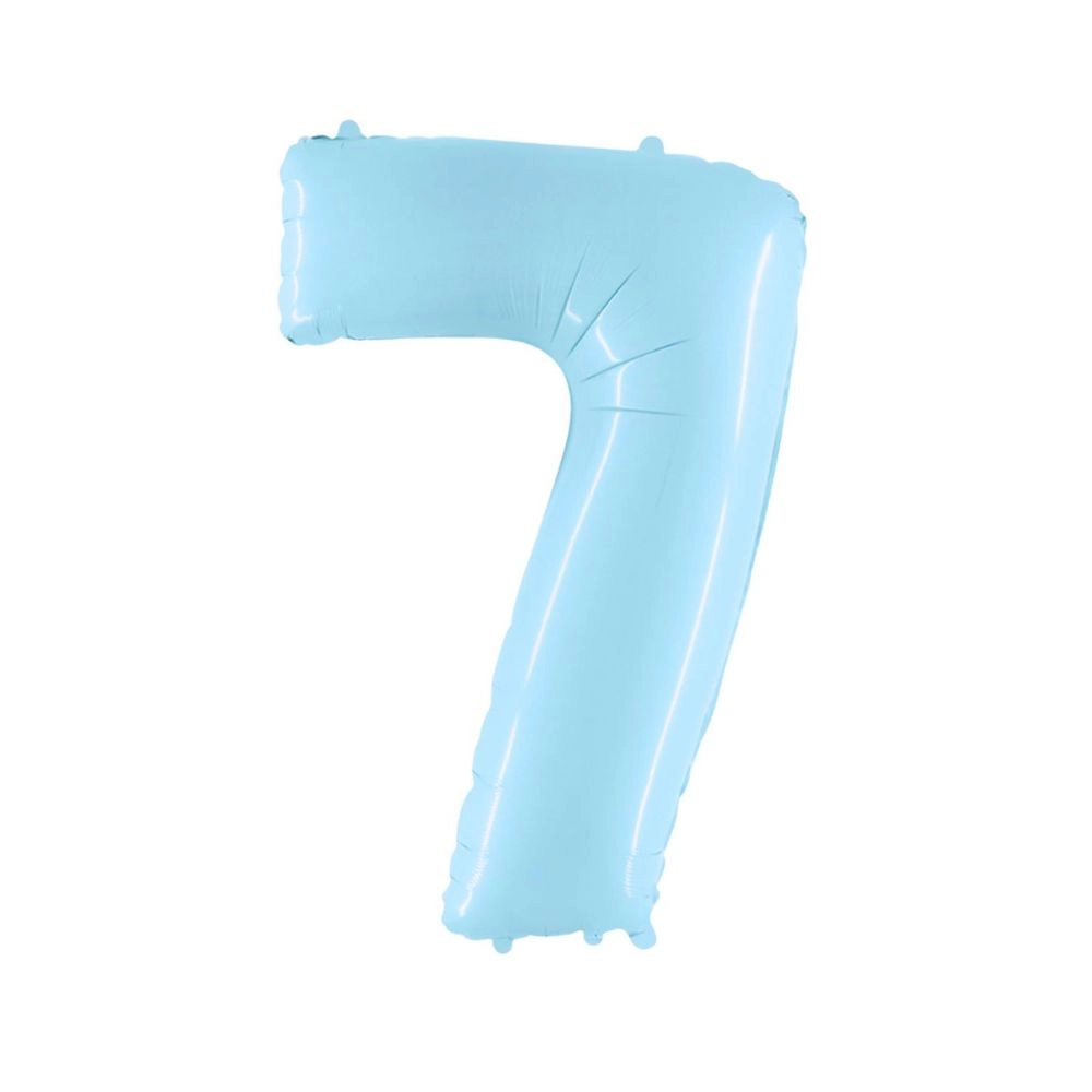 Mylar Numero 7 Celeste Pastello Mega 40" - 101cm 1pz