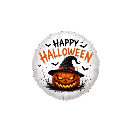 Mylar Halloween Zucca Malvagia Tondo 18" (46cm), 1pz.