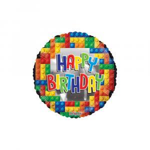 Palloncino  happy birthday con lego tondo 18"-45cm. 1pz
