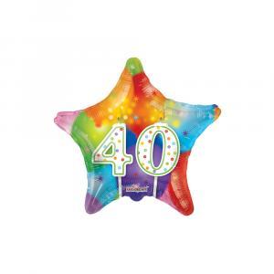 Palloncino  40 compleanno candele multicolor stella  18"-45cm. 1pz