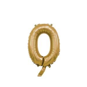 Palloncino  numero 0 oro minishape 14" - 35cm. 1pz