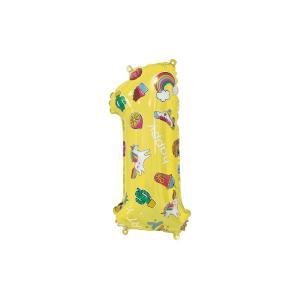 Palloncini  numero 1 hooray party giallo minishape 14" - 35cm. 5pz