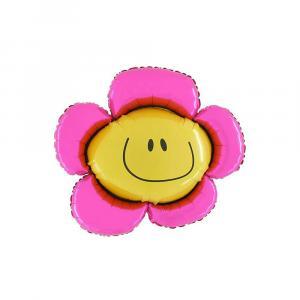 Palloncino  sagoma fiore con smile 18"-45cm. 1pz