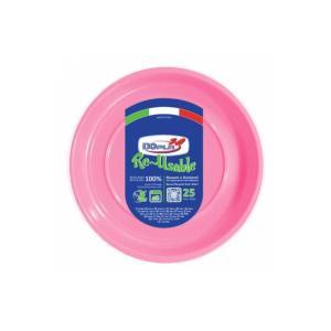 Piatti di plastica frutta  rosa ø17cm, lavabili e riutilizzabili. 25pz