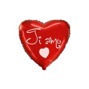 Palloncino a forma di cuore rosso con scritta ti amo in corsivo 18"-45cm. 1pz