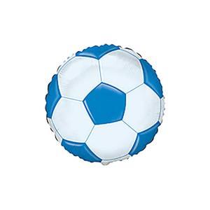 Palloncino pallone da calcio azzurro tondo 18inc-45cm, 1pz.