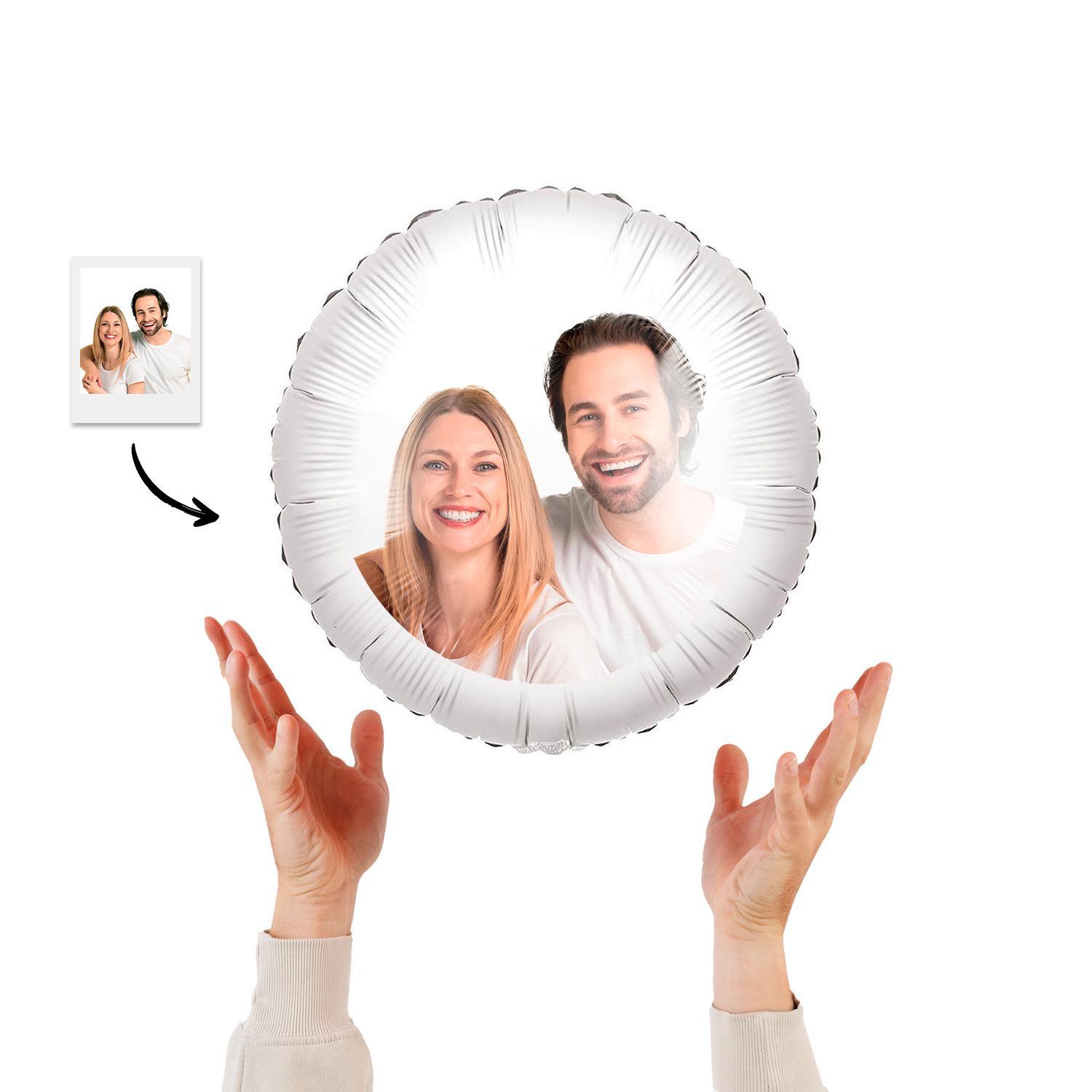 Palloncino tondo personalizzato con foto o logo | Palloncino Mylar bianco personalizzabile al 100% |  Gonfiabile ad aria o elio