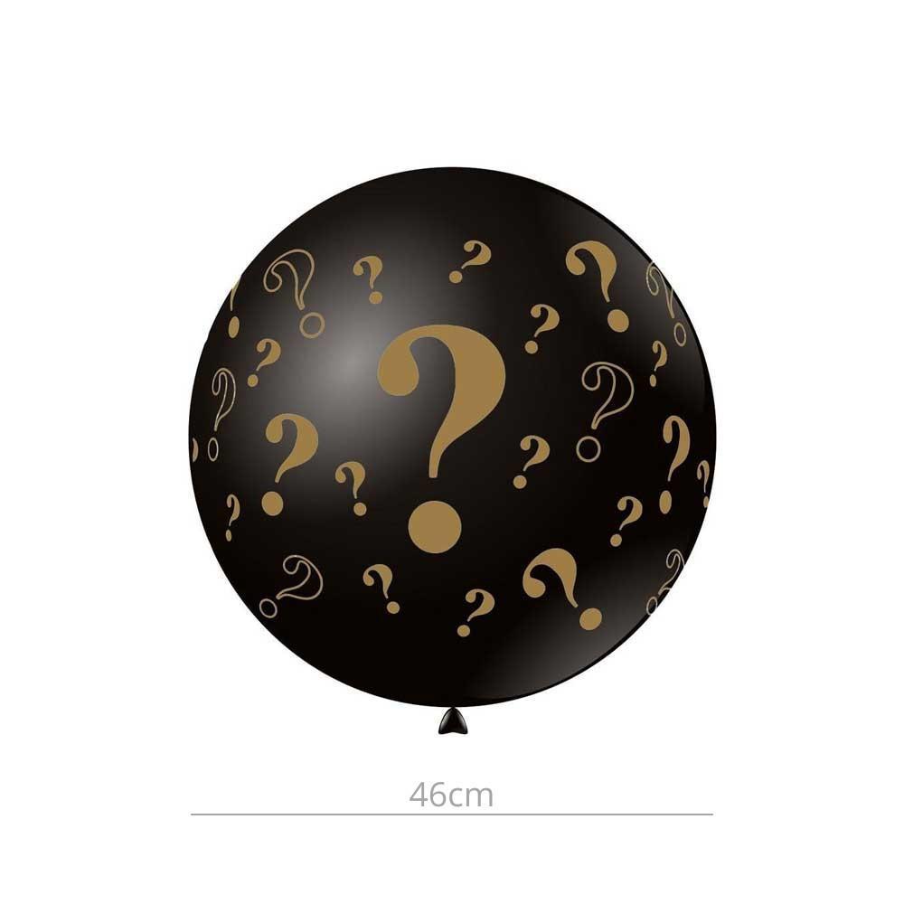 rocca fun factory palloncini neri con punto interrogativo oro gender reveal party 18inc-46cm, 20pz.
