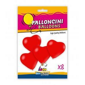 Blister 8pz palloncini cuori pastello 11" - 25cm rosso 28