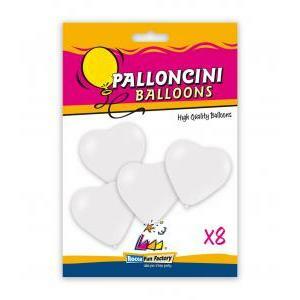 Blister 8pz palloncini cuori pastello 11" - 25cm bianco 10