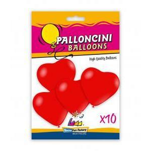 Blister 10pz palloncini cuori pastello 17" - 43cm rosso 28