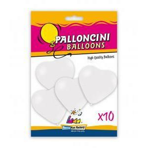 Blister 10pz palloncini cuori pastello 17" - 43cm bianco 10