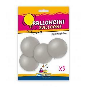 Blister 5pz palloncini metallizzati 15" - 38cm argento 68