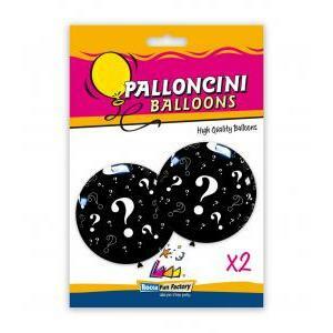 Blister 2pz 33"-83cm nero st. bianca globo "?"