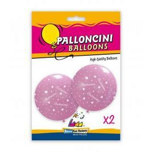 Blister 2pz 33" rosa 26 st. bianca globo battesimo