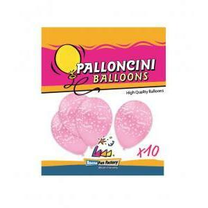 Blister 10pz 11"/12" rosa 26 st. bianca globo battesimo