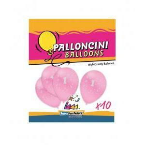 Blister 10pz 11"/12" rosa 26 st. bianca globo 1° compl.