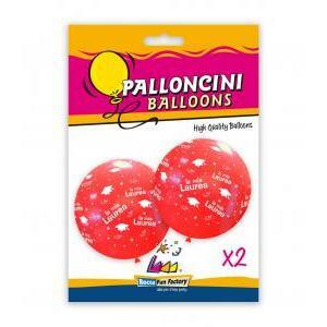 Blister 2pz 33" rosso 28 st. bianca globo la mia laurea