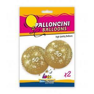 Blister 2pz palloncini oro 66 stampa globo 50° anniversario