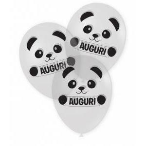 Palloncini trasparenti auguri con panda, dimensione 30cm, 100pz.—palloncini in lattice naturale biodegradabile  trasparenti con panda e testo auguri. dimensione del palloncino gonfio 12inc - 30cm. ogni confezione contiene 100 palloncini. stampa nera su due lati. è possibile gonfiare i palloncini sia con aria che con elio. palloncini professionali prodotti in italia, ideali per decorazioni di piccole e grandi dimensioni, allestimenti e addobbi per tutti gli eventi.