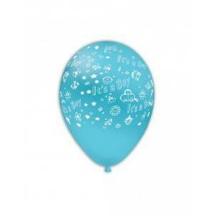 Palloncini 12inc celeste con stampa bianca it's a boy, 100pz.