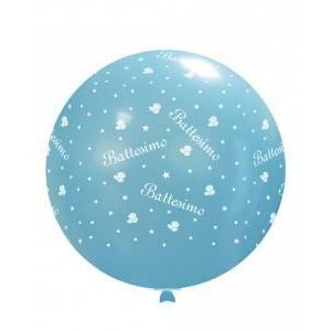 Palloncini battesimo in lattice color celeste 33inc-83cm, 1pz.