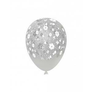 Pall. 11"/12" trasp. 57 st. bianca globo fiori