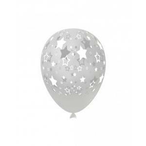 Pall. 11"/12" trasp. 57 st. bianca globo stelle