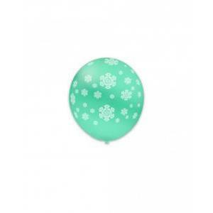 Pall. 5"-12cm acquamarina 51 st. bianca globo fiocchi neve