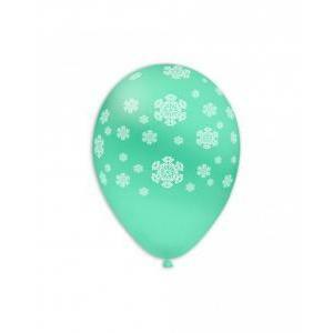 Pall. 11"/12" acquamarina 51 st. bianca globo fiocchi neve