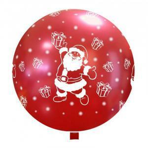 Pall. 33" rosso 63 st. bianca globo babbo natale