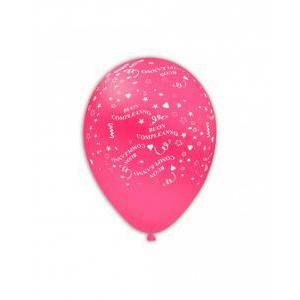 Palloncini fucsia 07 con stampa globo bianca buon compleanno gsd110 12"-30cm, 100pz.