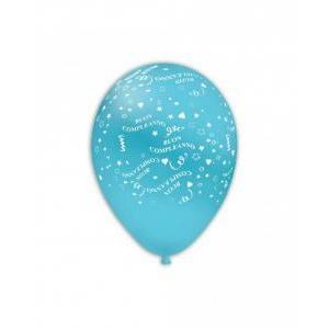 Palloncini celeste 46 con stampa globo bianca buon compleanno gsd110 12"-30cm, 100pz.