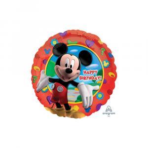 Palloncino  topolino-mickey happy birthday tondo standardshape 18"-46cm. 1pz