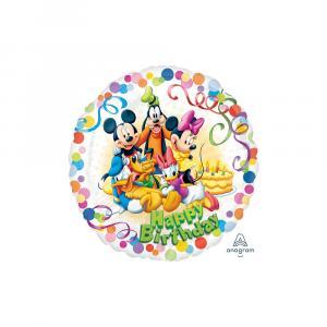 Palloncino  topolino ed amici happy birthday tondo standardshape 18"-46cm. 1pz