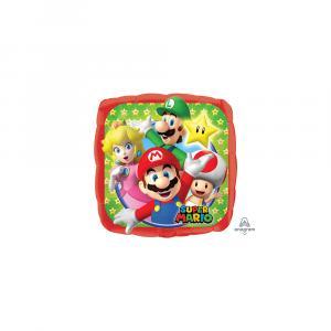 Palloncini  super mario bros. quadrato  minishape 9"-22cm. 5pz