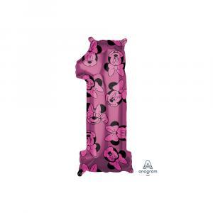 Palloncino  rosa numero 1 minnie forever 11"x26". 1pz