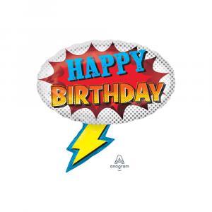 Palloncino  super hero happy birthday 27"x26". 1pz