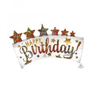 Palloncino  happy birthday glitter banner supershape 24"x35". 1pz