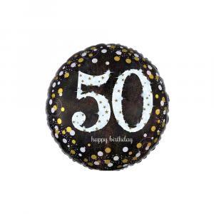 Palloncino  happy birthday 50 anni scintillante tondo  standardshape 18"-46cm. 1pz