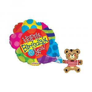 Palloncino  orso con palloncini happy birthday to you 36"-91cm. 1pz