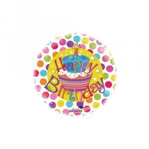 Palloncino  happy birthday cake gellibean tondo 18"-45cm. 1pz