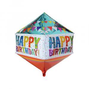 Palloncino  cubo diamante happy birthday 29"-73cm. 1pz