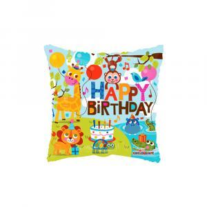 Palloncino  happy birthday giungla quadrato 18"-45cm. 1pz