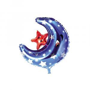 Palloncino  sagoma luna blu con stella 24"-60cm. 1pz