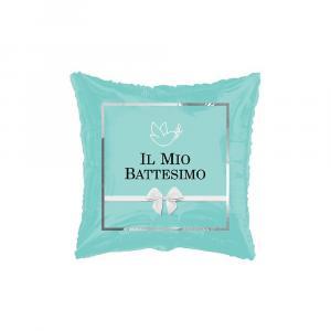 Palloncino  quadrato celeste chic il mio battesimo 18"-45cm. 1pz