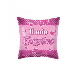 Palloncino  il mio battesimo rosa quadrato 18"-45cm. 1pz