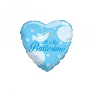 Palloncino  il mio battesimo celeste cuore 18"-45cm. 1pz